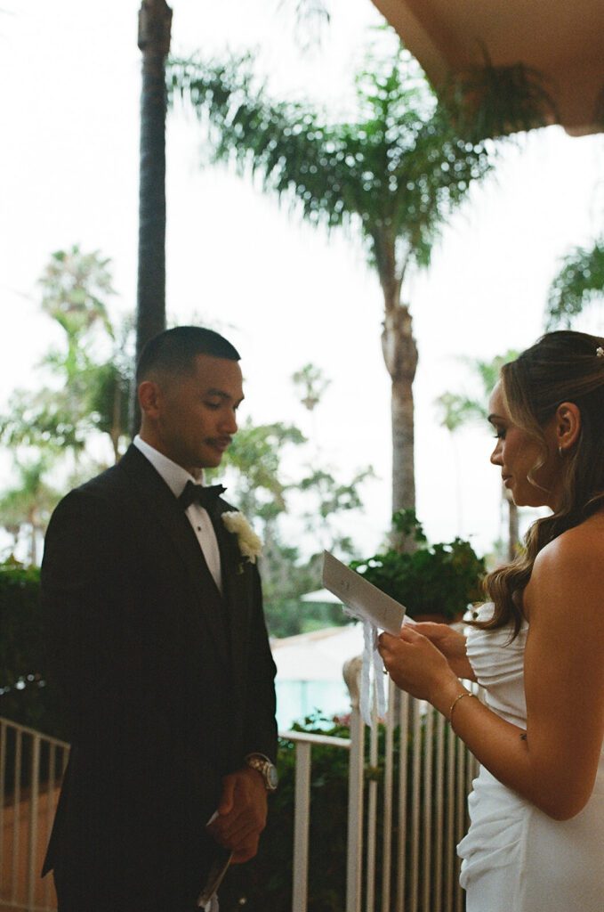 Private vows are photographed at a wedding in la jolla
